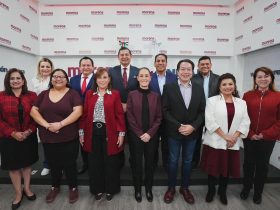 Clara Brugada se reunió este miércoles con la virtual candidata presidencial de su partido, Claudia Sheinbaum, junto con los otros coordinadores para la defensa de la transformas en las ocho entidades federativas en que se renovarán gubernaturas. FOTO: X / Brugada