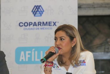 La candidata a la alcaldía Tlalpan por la coalición Va X la CDMX, Alfa González estrechará los vínculos con los organismos privados y cámaras empresariales durante los siguientes tres años, así lo aseguró a representantes de la Coparmex Ciudad de México. FOTO: Especial