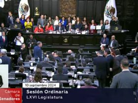 Fueron 86 votos a favor y 41 en contra, lo que equivale al 67.7%, apenas por encimita del 66.6% que representan las dos terceras partes de los votos. Hay que señalar que el senador campechano de MC, Daniel Barreda fue quien no asistió a la sesión, bajo el argumento de que había sido retenido por las autoridades ministeriales de su entidad. FOTO: Pantalla