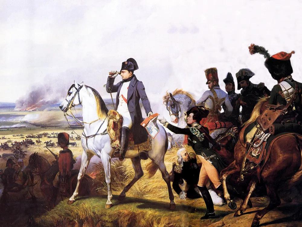 Napoleón en Wagram, pintado por Horace Vernet (Galería de las Batallas, Versalles).