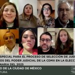 La Comisión Especial para el Proceso de Selección de Jueces y Magistrados del Poder Judicial de la Ciudad de México en la Elección Extraordinaria del 2025 seleccionó y tomó protesta a la persona que cubrirá la vacante que se presentó en el Comité de Evaluación del Congreso capitalino para dicho proceso. FOTO: Especial