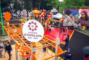 Para beneficio de toda la comunidad, pero en especial de las y los niños, la alcaldesa de Iztapalapa, Aleida Alavez Ruiz, entregó el renovado parque infantil de la colonia Ejército de Agua Prieta, fruto de la colaboración entre diversas áreas del gobierno local. FOTO: Especial