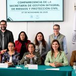La titular de la Secretaría de Gestión Integral de Riesgos y Protección Civil, Myriam Urzúa Venegas, compareció ante la Comisión de Gestión Integral de Riesgos y Protección Civil del Congreso local, como parte de la glosa del Primer Informe de la jefa de Gobierno, Clara Marina Brugada Molina.