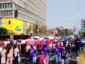 Tal parece que a la diputada cuatroteísta Diana Sánchez Barrios le aplica el refrán: “Estás viendo la tempestad y no te hincas”. Apoyó una marcha con bloqueo de Insurgentes y calzada México-Tenochtitlan, en día de contingencia ambiental. FOTO: Especial