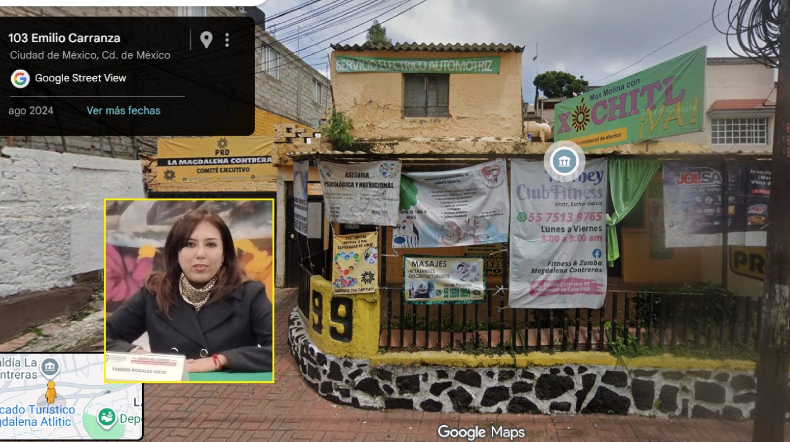 Nos vamos enterando que quien hace uso indebido de la secuestrada sede del PRD en la alcaldía La Magdalena Contreras es la ex concejala y ex militante de ese partido, Tanessi Rosales. Ella tiene el respaldo y complicidad de Jesús Zambrano y Víctor Hugo Lobo. FOTOS: Tanessi Rosales - Google Maps