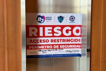 Derivado de los acontecimientos ocurridos el pasado 6 de abril en los elevadores de la Torre Residencial Mítikah, la alcaldía Benito Juárez informa que se procedió a realizar una inspección técnica el martes 7 de abril en la que se determinó restringir la operación de siete elevadores y un montacargas. FOTO: Especial