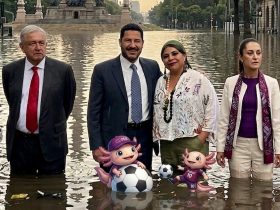 Ni los gobiernos federal de AMLO ni de Sheinbaum, ni las etapas en el GCDMX de la propia Sheinbaum y de Martí Batres se ocuparon de iniciar obra alguna con motivo del Mundial de futbol. Le dejaron todo a Clara Brugada, que hizo lo que pudo. FOTOS: Archivo - IMAGEN: modificación con IA Gemini