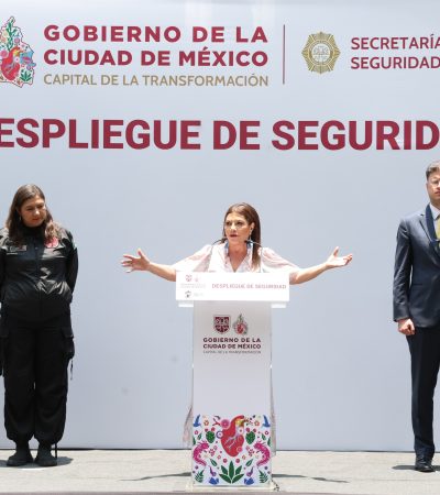 La jefa de Gobierno, Clara Brugada oootra vez salió al rescate de la alcaldesa de Azcapotzalco, Nancy Núñez: encabezó un operativo de seguridad en una de las zonas más críticas de la demarcación territorial: El Rosario. FOTO: Especial