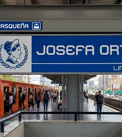 Bien podría concretarse la idea de que le cambien de nombre a la estación Villa de Cortés. Aquí les damos una propuesta de nuevo nombre: estación “Josefa Ortiz”, que le da identidad local, pues a 100 metros se ubica la colonia que lleva ese nombre. FOTO: Render IA Gemini