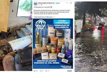 Aunque los diputados del PAN siguen apáticos en apoyar a la gente afectada por las lluvias torrenciales en Cuajimalpa, al menos la dirigencia del PAN ya reaccionó este martes, nueve días después, y se acordó de sus “hermanos” de aquella demarcación (así los llamó). FOTO: Especial